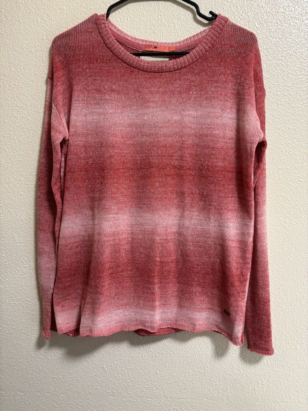 Prana Twisted Open Back Sweater Pink Wool Blend Oversized Balletcore Size M